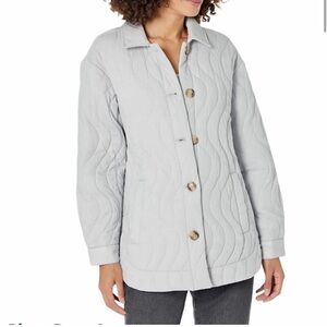 Madewell Light Gray Quilted Button-Front Puffer Jacket